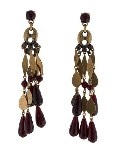 Pre-owned Gucci Crystal & Resin Marina Link Chandelier Earrings In Multi