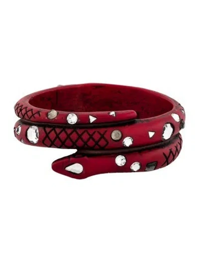 Pre-owned Gucci Crystal & Resin Snake Bangle Bracelet, 7" In Multi