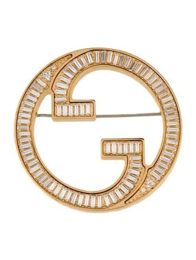 Pre-owned Gucci Crystal Blondie Brooch In Transparent