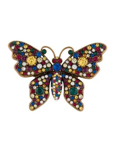 Pre-owned Gucci Crystal Butterfly Brooch Pin