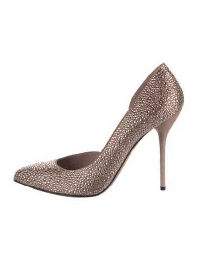 Pre-owned Gucci Crystal D'orsay Pumps W/ Tags In Neutral