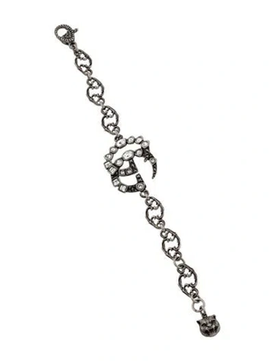Pre-owned Gucci Crystal Double G Bracelet, 7.25" In Multi