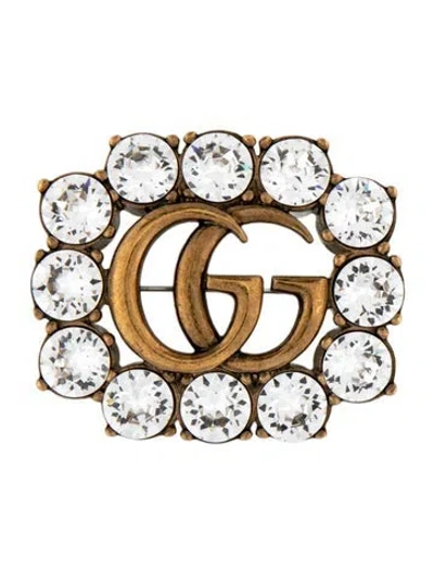 Pre-owned Gucci Crystal Double G Brooch In Multicolor