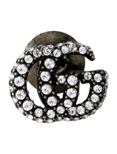 Pre-owned Gucci Crystal Double G Brooch In Transparent