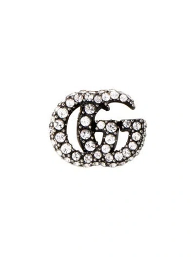 Pre-owned Gucci Crystal Double G Brooch In Transparent
