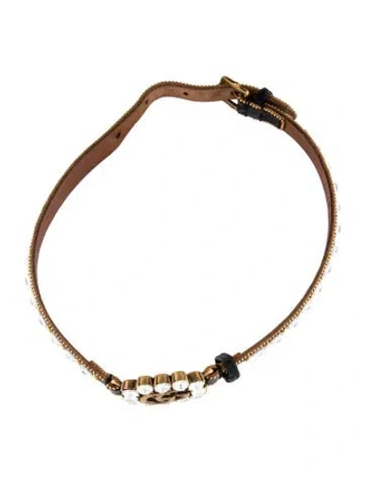 Pre-owned Gucci Crystal Double G Collar Choker Necklace, 15.75" In Multi