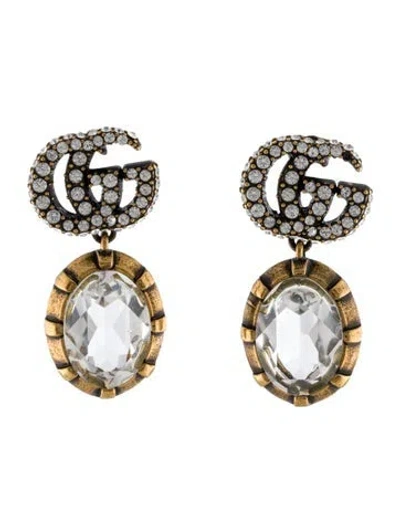 Pre-owned Gucci Crystal Double G Drop Earrings In Multi