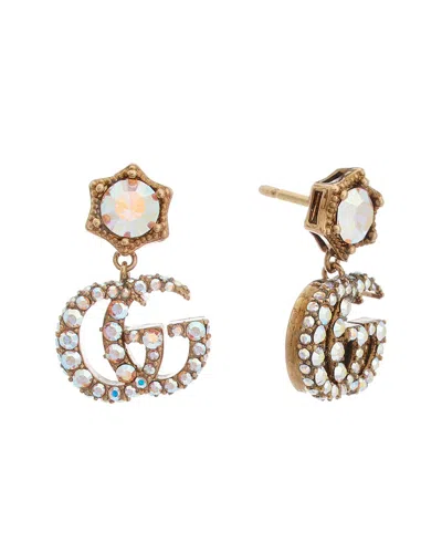 Gucci Crystal Double G Earrings In Gold