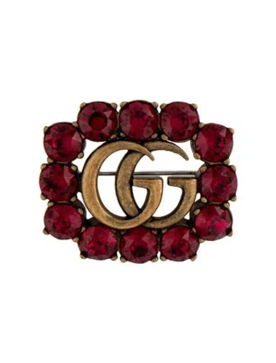 Pre-owned Gucci Crystal Double G Pin Brooch In Multicolor