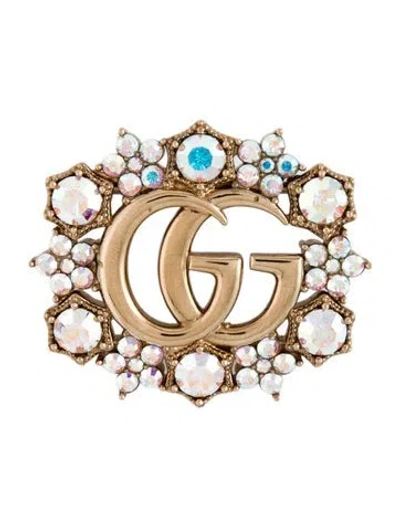 Pre-owned Gucci Crystal Double Gg Brooch In Multicolor