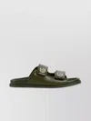 Gucci Crystal Double Strap Flat Sandals In Green