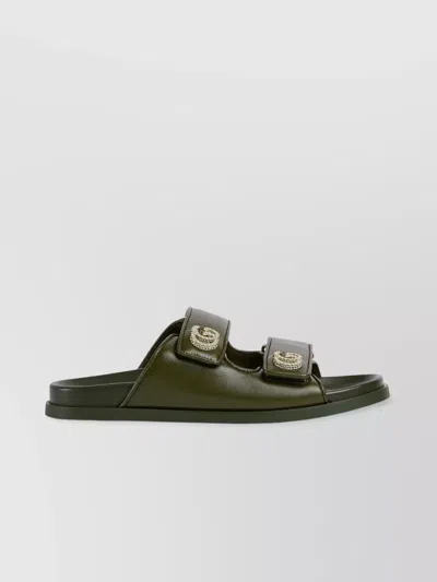GUCCI CRYSTAL DOUBLE STRAP FLAT SANDALS