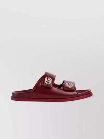 GUCCI CRYSTAL DOUBLE STRAP FLAT SANDALS
