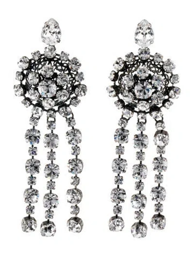 Pre-owned Gucci Crystal Drop Clip On Earrings In Transparent