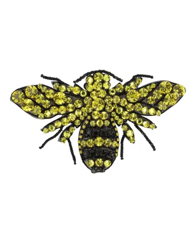 Gucci Crystal Embellished Bee Brooch In Black