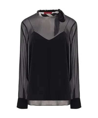 GUCCI CRYSTAL-EMBELLISHED BLOUSE