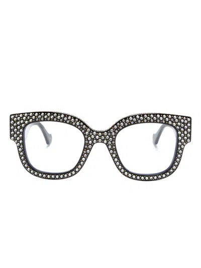 Gucci Crystal-embellished Cat-eye Glasses In Black