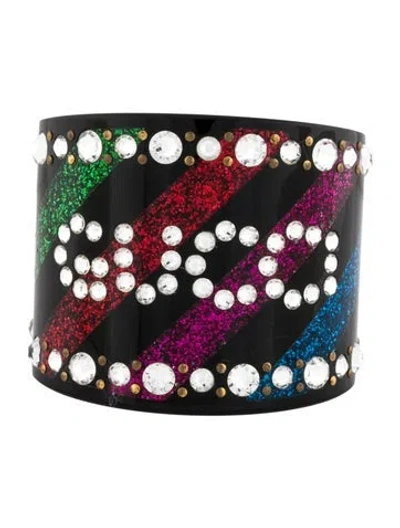 Pre-owned Gucci Crystal Embellished Cuff Bracelet, 6.25"
