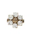 Gucci Crystal Embellished Double G Ring In Gold