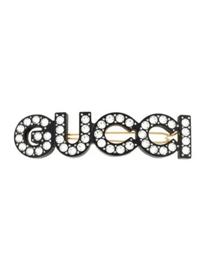 Pre-owned Gucci Crystal Embellished Hair Clip In Black
