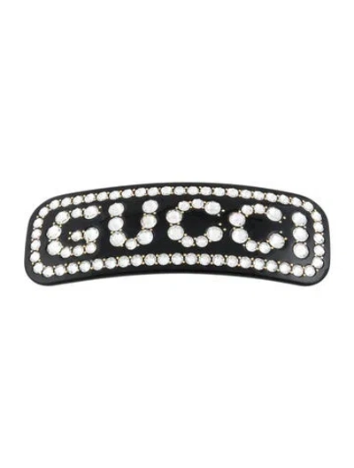 Pre-owned Gucci Crystal Embellished Hair Clip In Black