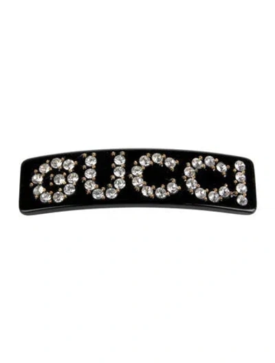 Pre-owned Gucci Crystal Embellished Hair Clip In Black