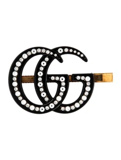 Pre-owned Gucci Crystal Embellished Hair Clip In Black