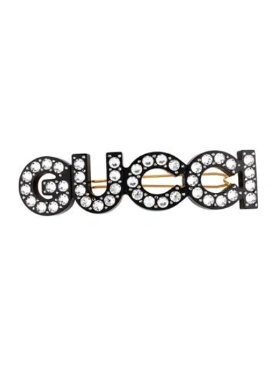 Pre-owned Gucci Crystal Embellished Hair Clip In Black