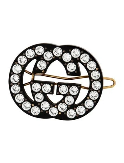 Pre-owned Gucci Crystal Embellished Hair Clip In Black