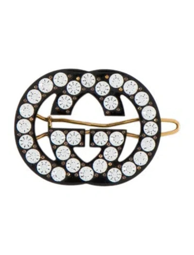 Pre-owned Gucci Crystal Embellished Hair Clip In Black