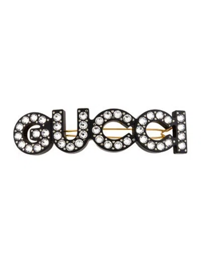 Pre-owned Gucci Crystal Embellished Hair Clip In Black