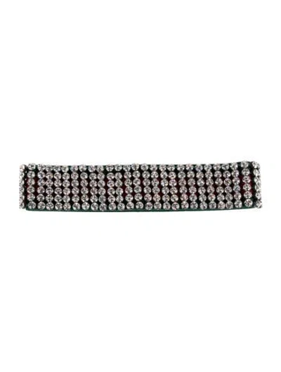 Pre-owned Gucci Crystal Embellished Headband In Green