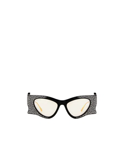 Gucci Crystal-embellished Irregular-shape Sunglasses In White