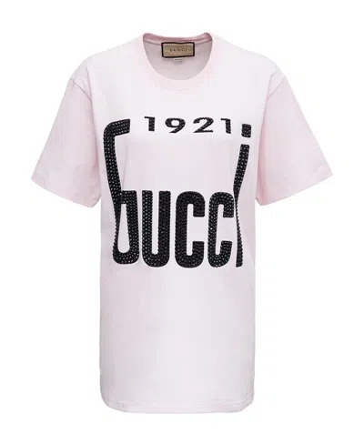 Gucci Crystal-embellished Logo-print T-shirt In White