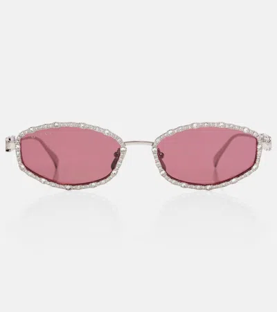 Gucci Crystal-embellished Oval Sunglasses