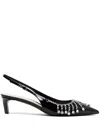Gucci Crystal Chain Embellished Patent Pointed Pumps In Multi