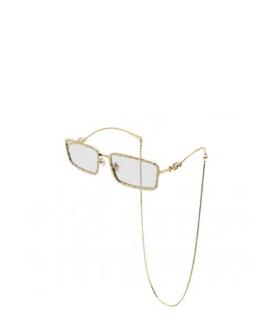 Gucci Crystal-embellished Rectangle-frame Glasses In White