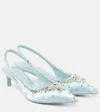 Gucci Crystal-embellished Satin Slingback Pumps In Blue