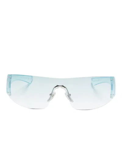 Gucci Crystal-embellished Shield Sunglasses In Blue