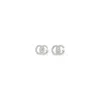 Gucci Gg Running White Gold Pave Diamond Stud Earrings In Silver