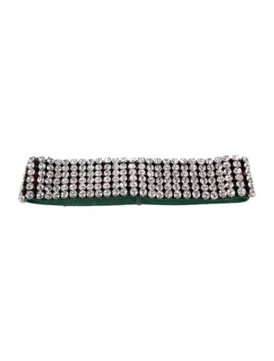 Pre-owned Gucci Crystal Embellished Web Headband In Green/red