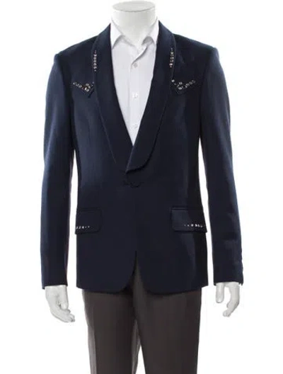Pre-owned Gucci Crystal Embellishments Blazer In Blue