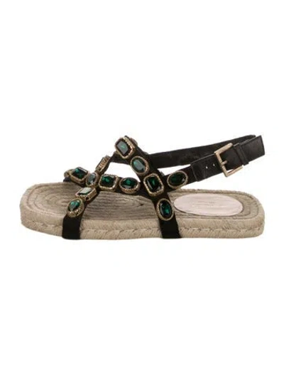 Pre-owned Gucci Crystal Embellishments Espadrilles In Black