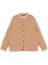 Gucci Embellished Ribbed-knit Wool Cardigan In Brown