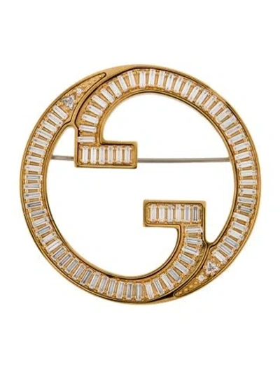 Pre-owned Gucci Crystal G Brooch In Multi