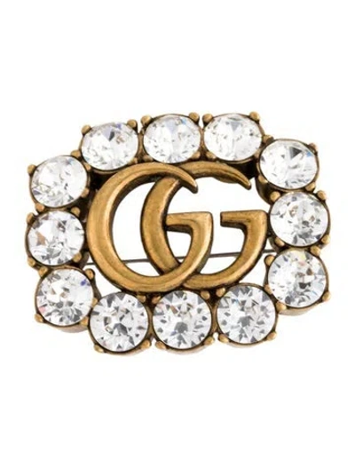 Pre-owned Gucci Crystal Gg Brooch In Multicolor