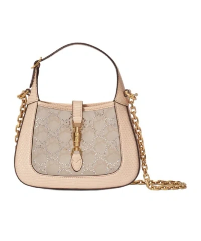 Gucci Crystal Gg Mini Shoulder Bag In Neutral