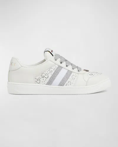 GUCCI CRYSTAL GG WEB LOW-TOP SNEAKERS