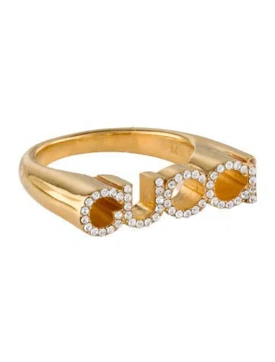 Pre-owned Gucci Crystal '' Letter Ring In Multi