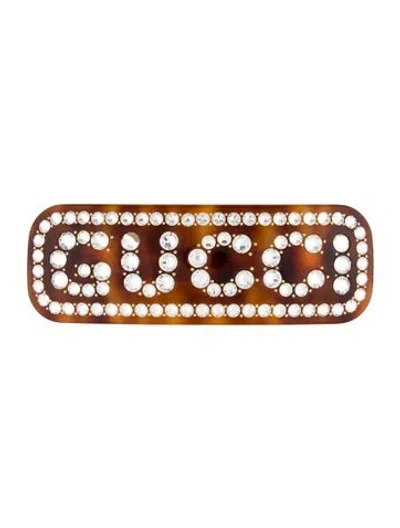 Pre-owned Gucci Crystal Hair Clip In Brown